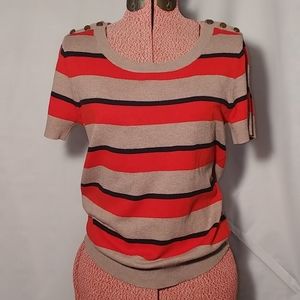 Ann Taylor Short Sleeve Striped Top